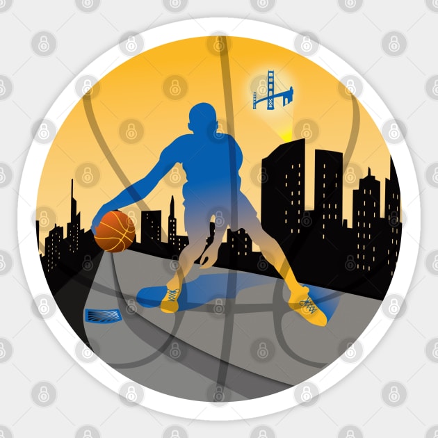 Basketball Street Baller Blue and Golden Yellow Colors Sticker by Fairview Design